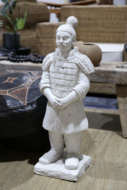 Oriental Soldier Statue in White