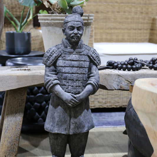 Oriental Soldier Statue in Black