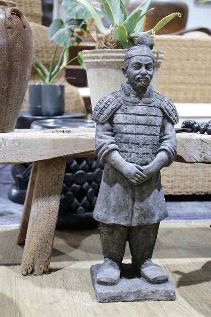 Oriental Soldier Statue in Black