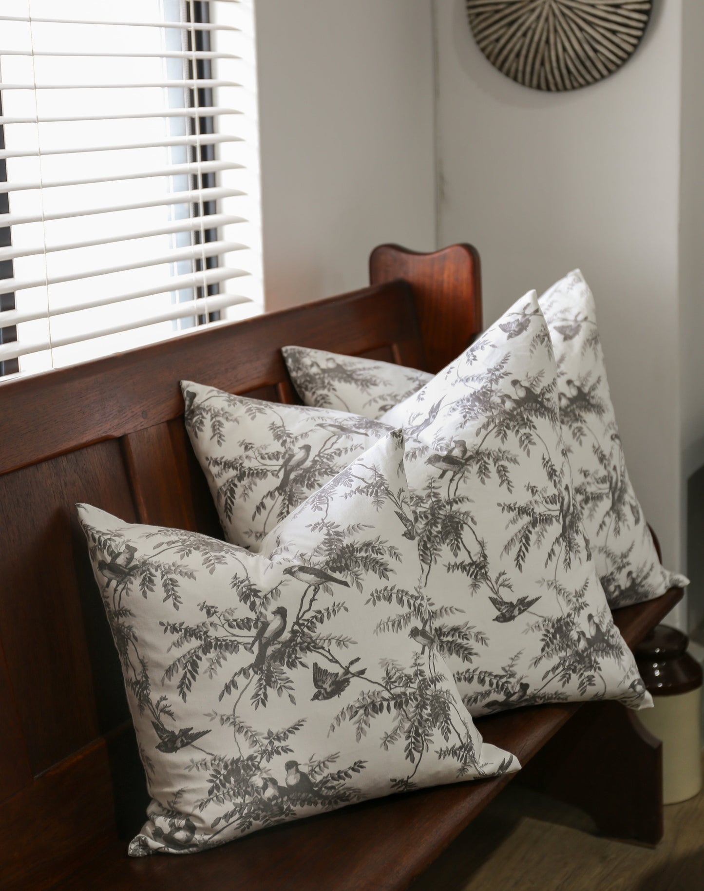 Grey & White Floral Stripe Scatter Cushion