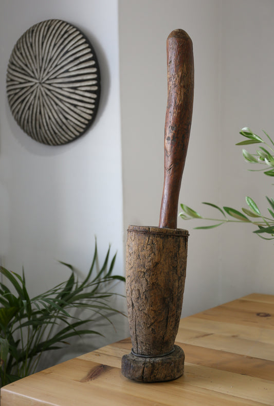 Antique Wood Pestle & Mortar