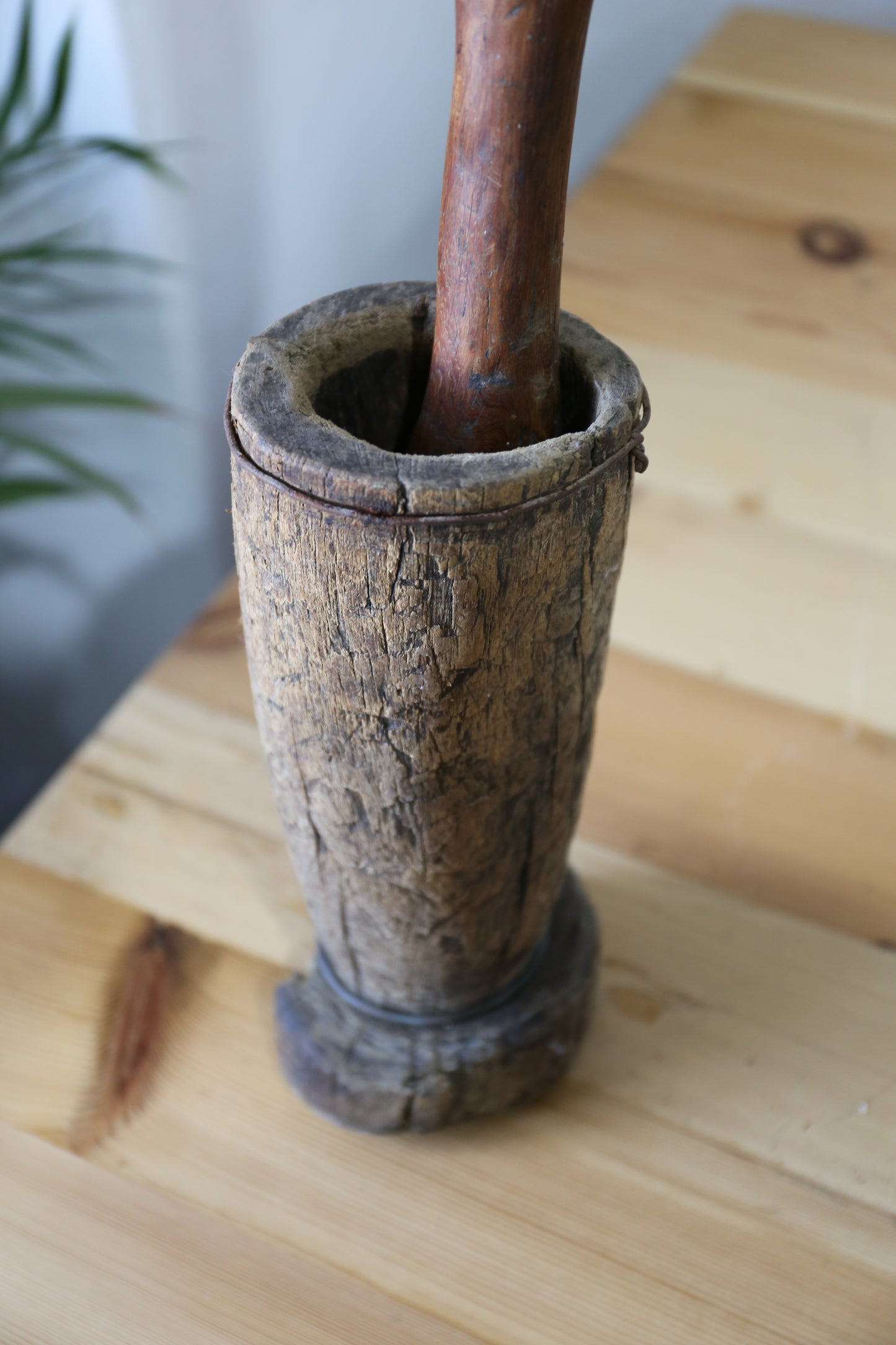 Antique Wood Pestle & Mortar